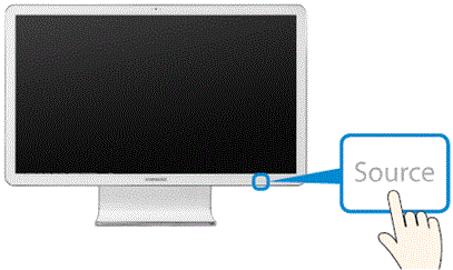 터치 버튼 Source을 눌러 본 제품을 모니터 모드로 전환합니다
