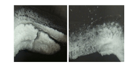 직냉식 얼음벽에 성에 발생된 이미지표현