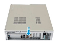 본체의 덮개를 화살표 방향으로 밀어 내세요