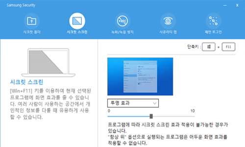 Windows 키와 F11키를 동시에 눌러 현재 선택된 프로그램에 화면 효과를 줄 수 있습니다