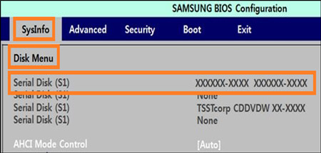 Serial Disk 항목에서 HDD 정보가 나타나는지 확인합니다