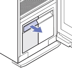 물통 분리 그림/ 물버림통에 물이 차 있는지 확인하세요. 물이 차 있으면 물을 버려주세요.