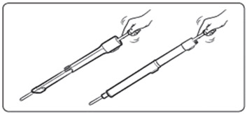 다단식 연장관의 길이를 줄인 다음, 긴 막대기로 이물질을 제거