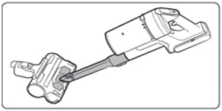 침구 브러시를 뒤집어 회전솔(드럼)에 끼인 먼지를 제거