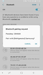 모바일폰 및 패밀리허브 블루투스 연결에 필요한 인증번호 입력