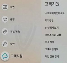 메뉴 → 고객지원 → 자가진단 이동