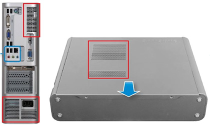 슬림형 데스크톱 뒷면 옆면 환기구