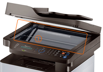 원본을 스캔할 면이 아래로 향하도록 뒤집어 넣습니다