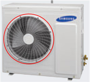 실외기 전면 프로펠러 팬 회전 확인