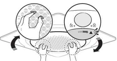 그릴을 시계방향으로 돌려 조립 시 본체의 3각형 방향 과 열쇄 잠금 표시까지 일치되도록 완전히 돌려 조립