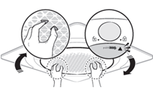 원형그릴을 손으로 잡고 시계 반대방향으로 회전