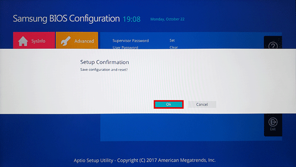 중간에 재시작 하겠다는 ok버튼 선택 화면