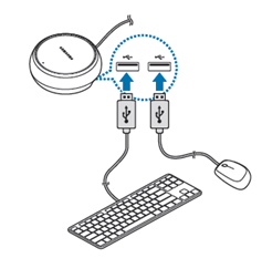 삼성 데스에 키보드와 마우스 연결한 이미지
