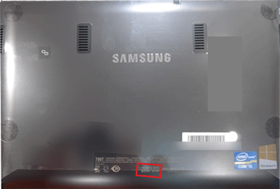 XQ700T1C-G57C 제품 뒷면 아래에 일련번호 위치 화면