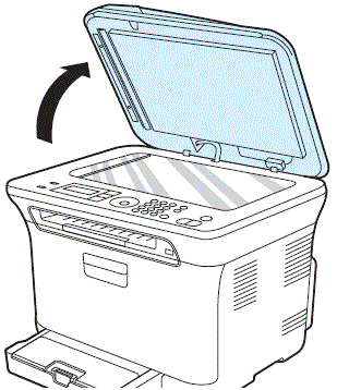 CLX-3170FNK, 3175FNK 모델에서 팩스 보내기 위해 원고 덮개를 여는 그림