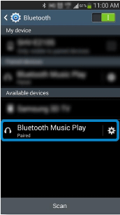 Bluetooth Music Play를 선택하는 화면