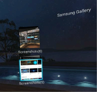 기어 vr로 삼성 갤러리에 접속한 화면