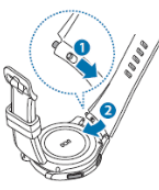 스프링 막대의 나머지 한쪽 끝을, 안쪽으로 밀어 넣어 뱀드를 연결하세요.