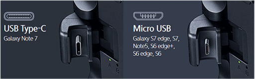 USB Type-C, Micro USB이 기어 VR에 장착된 이미지