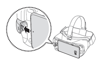 모바일 디바이스의 외부 커넥터 연결잭을 기어 VR의 커넥터 방향에 맞춰 꽂으세요. 연결이 되면 알림음이 울립니다.