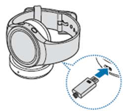 충전짹을 기어s2 전용 충전기에 연결