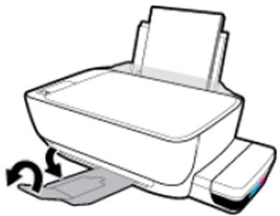 출력 용지함과 출력 용지함 확장대를 당기세요