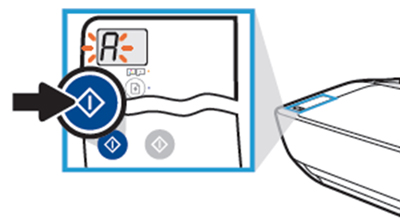 A로 표시되면서 잉크 카트리지 정렬되는 화면