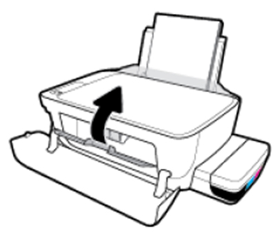 용지 제거 후 잉크 카트리지 교체 덮개를 닫는 예시 화면