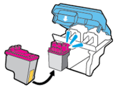 청소가 끝나면 딸깍 소리가 들릴 때까지 잉크 카트리지를 슬롯에 끼워 넣으세요