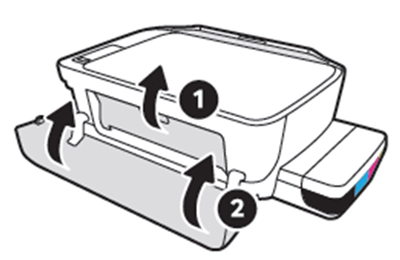 앞면의 잉크 카트리지 덮개를 닫고 맨 앞면 덮개까지 닫는 화면
