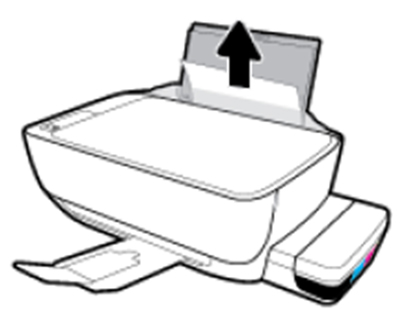 뒤쪽의 용지함에서 걸린 용지를 살짝 잡아당겨 빼내는 예시 화면