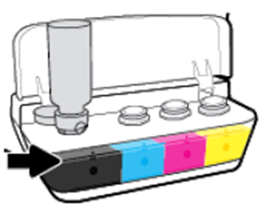 잉크통을 공급통의 노즐에 고정시켜 공급통의 최대 충전선보다 적게 잉크를 충전하세요.