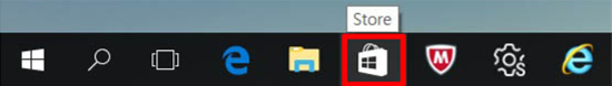 작업표시줄에서 Windows Store 아이콘을 선택함