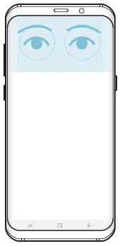 휴대폰 상단에서 홍채 인식되는 예시 화면