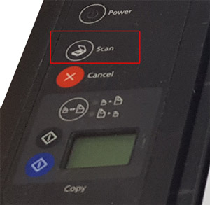 제품 왼쪽에 보이는 조작부의 스캔 버튼 위치 화면