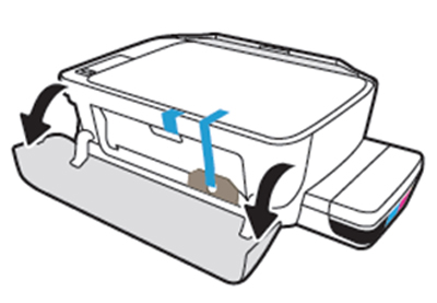 앞면 덮개를 열어 테이프 및 보호재 확인하는 화면