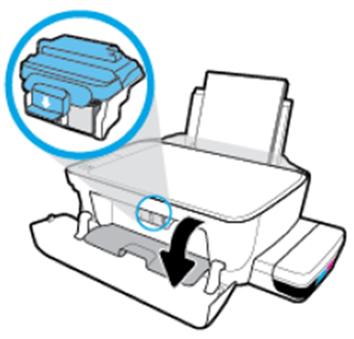 잉크 카트리지 교체 덮개를 열고 조작부에서 (흑백 시작) 버튼을 3초이상 누르면 잉크 캐리지가 중앙으로 이동합니다