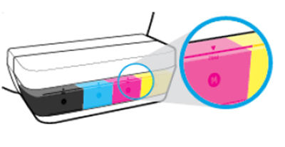 최대선보다 약간 아래에 잉크를 채우는 예시 화면