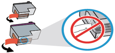 잉크 카트리지의 노즐부분에 보이는 보호재를 제거하는 예시 화면