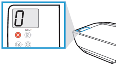 제품 상단 조작부의 표시창에 0으로 표시된 화면