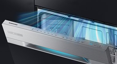 세척 완료 후 건조력을 향상시켜 주는, 자동문이 열리는 모습