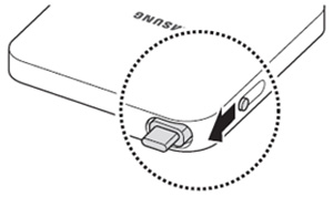 제품 옆면에 버튼을 밀어 올려 USB 타입 C 케이블이 나오는 예시 화면