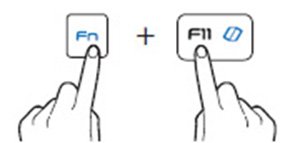 Fn 키를 누른 상태에서 F11 키를 동시에 누르는 예시 화면