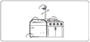 가스레인지나 오븐레인지와 너무 가까이 설치된 이미지