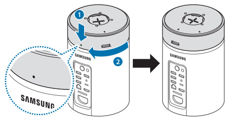 모듈을 흰색점이 오도록 올린 후 시계 방향으로 돌려 조립하는 화면 DM700C6A 아트 PC 저장장치 모듈 교체시 모듈을 흰색점이 오도록 올린 후 시계 방향으로 돌려 조립하는 화면