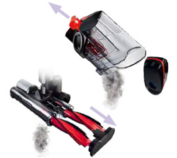 브러시와 먼지통의 더러운 먼지와 머리카락을 손에 묻히지 않고 쉽게 제거하는 이미지