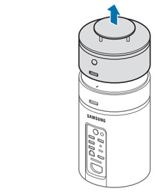 모듈을 위로 올려 분리하는 화면 360 스피커 모듈을 위로 올려 분리하는 화면