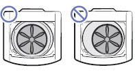 세탁조 외곽선과 세탁물 투입구 내측선의 거리가 동일한지 확인