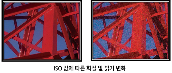 ISO 값에 따른 화질 및 밝기 변화