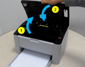 윗면 덮개 열었다 닫는 예시 화면